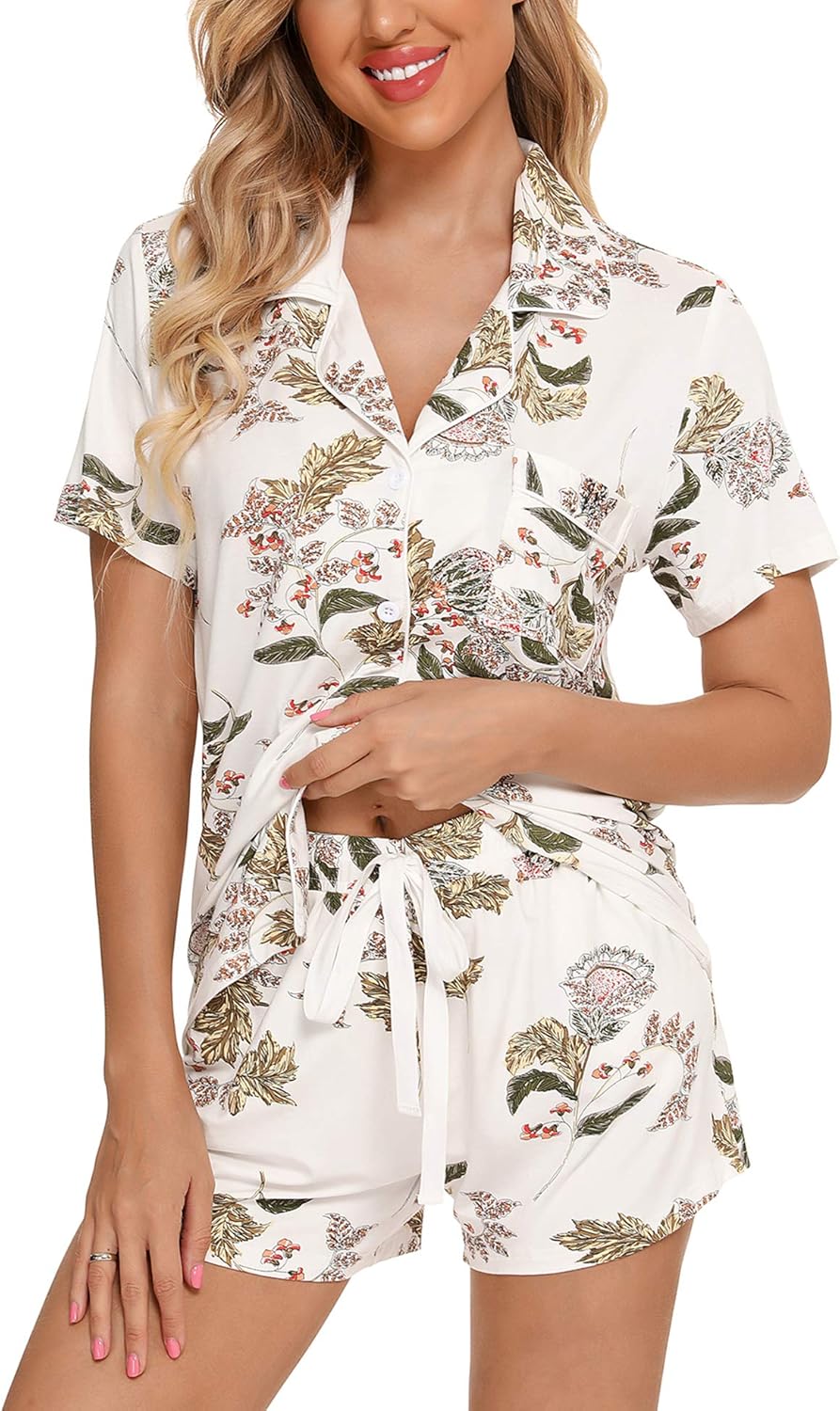 Senert Pajamas Set For Women Soft Button Down Sleepwear Pjs