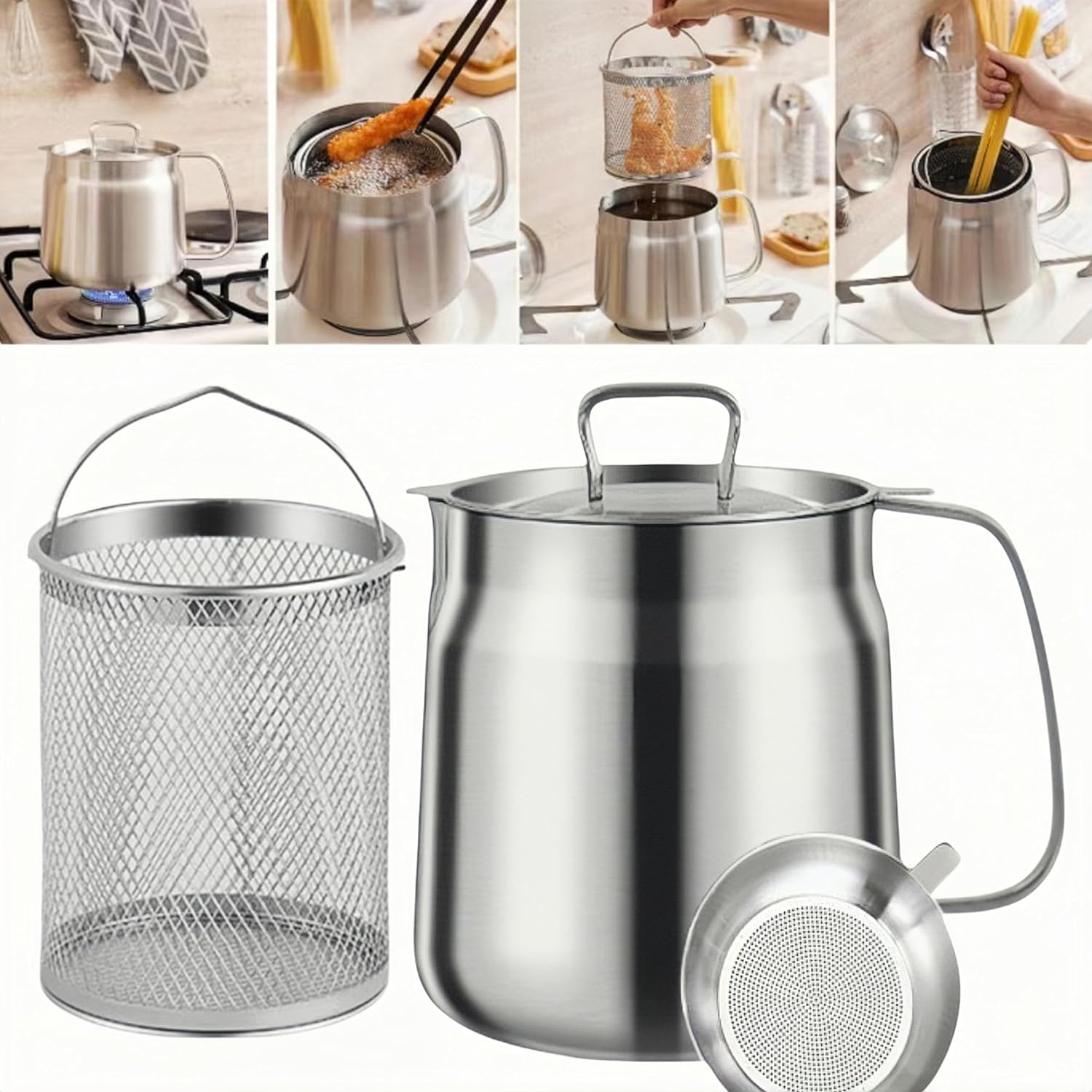Large Capacity Stainless Steel Frying Pot - Versatile & Heavy Duty