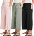 Women's Ultra-Soft Wide Leg Capri Pants 3-Pack - Comfy Everyday Shoes