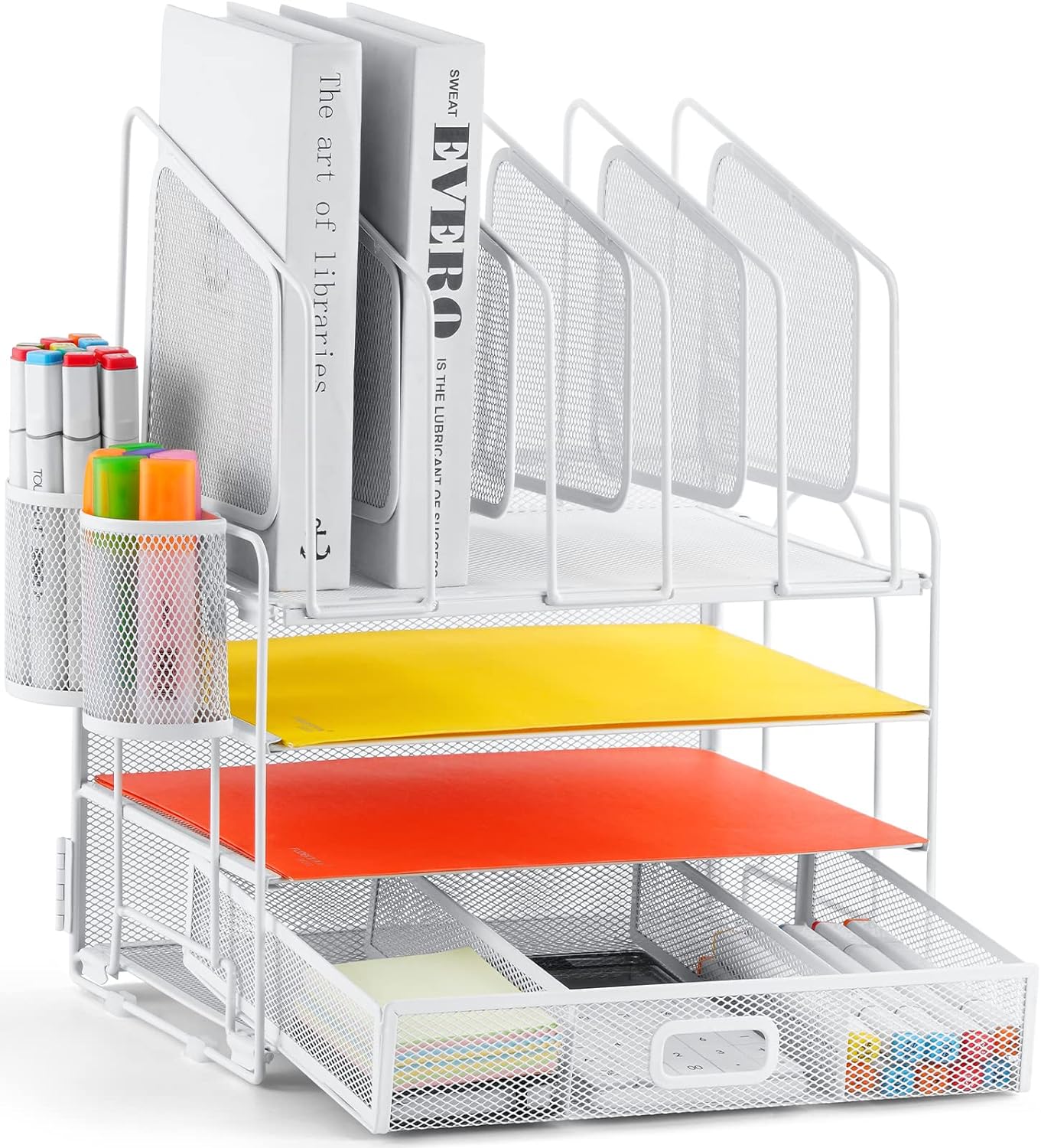 Marbrasse Desk Organizers: 4-Tier Mesh File Holder for Office