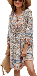 Women Boho V Neck Floral Babydoll Summer Dress - Flowy Beach Style
