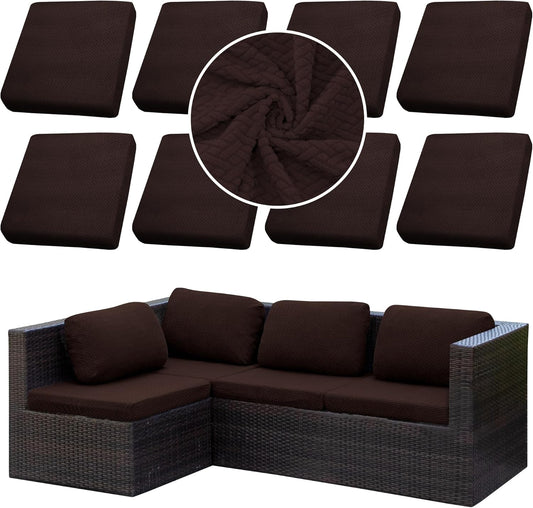 8Pcs Stretch Patio Cushion Cover for Outdoor Furniture Protection