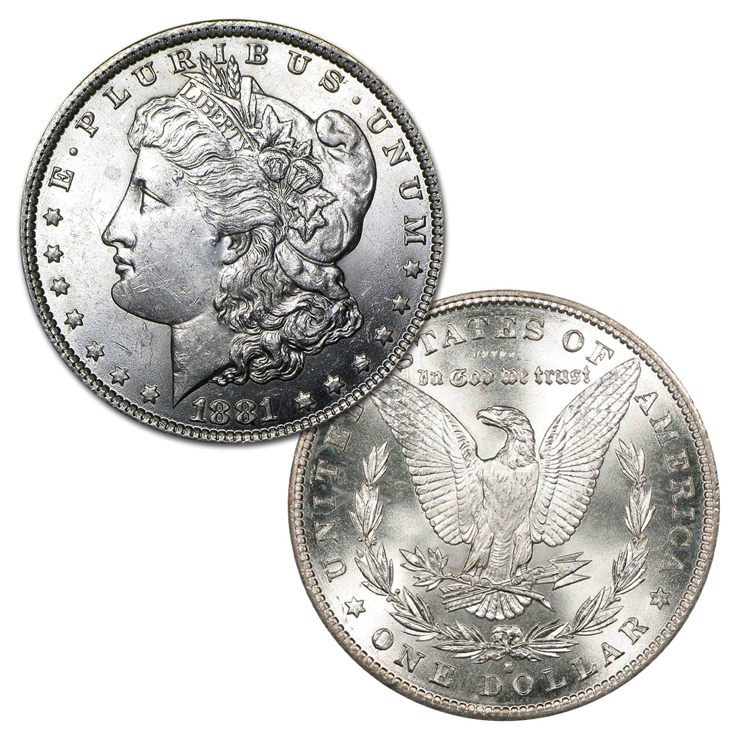USA 1881 S Morgan Silver Dollar Coin - Brilliant Uncirculated