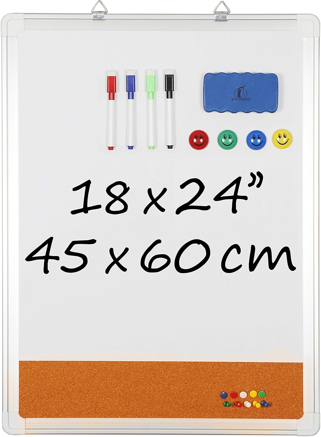White Board Cork Board Combo - 18x24 in Dry Erase Board