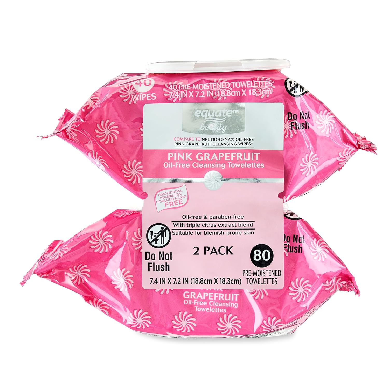 Equate Pink Grapefruit Cleansing Towelettes - 2 Pack Gift Set