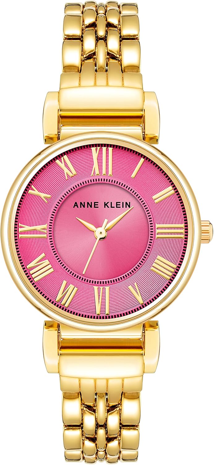 Anne Klein Women's Bracelet Watch with Hot Pink Dial and Gold-tone