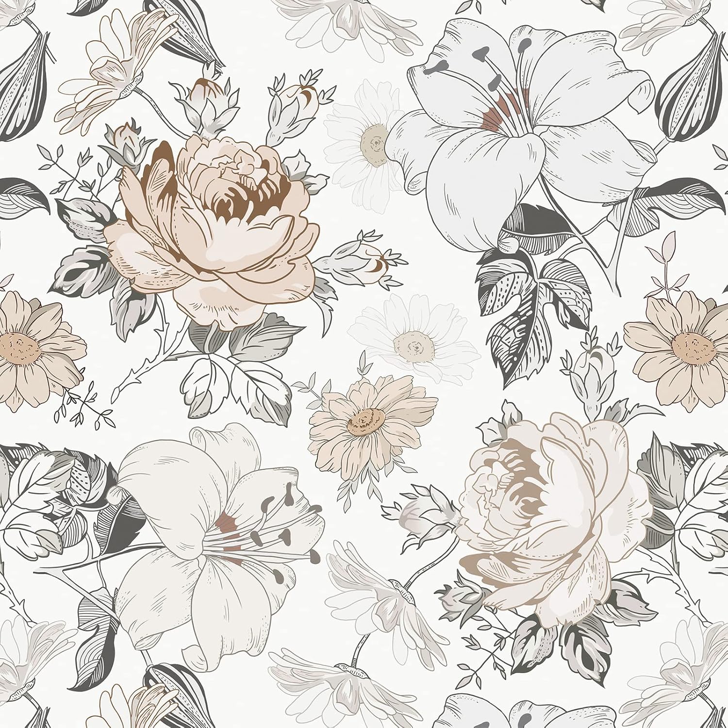 Floral Peel and Stick Wallpaper for Bedroom by Hopepak