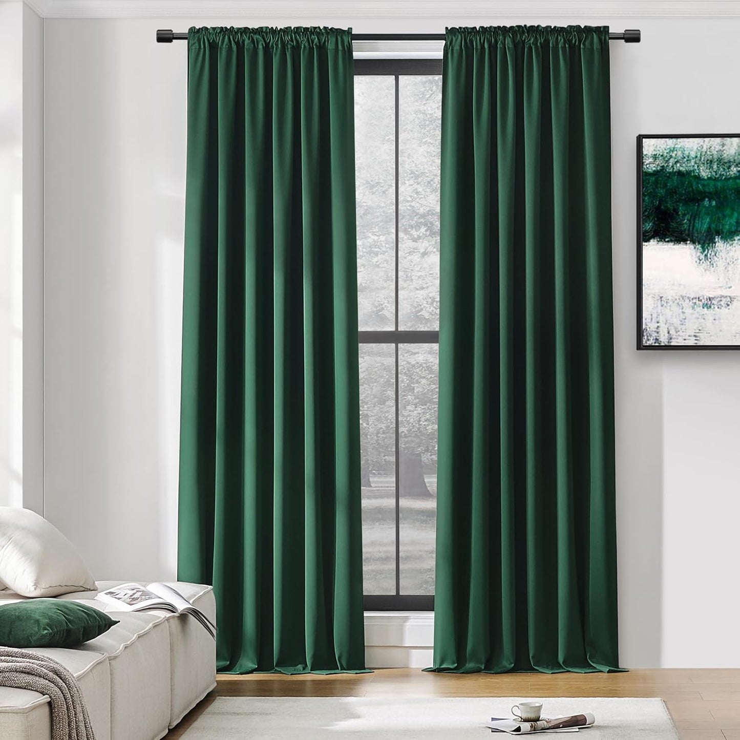DONREN Emerald Green Blackout Thermal Insulating Curtains