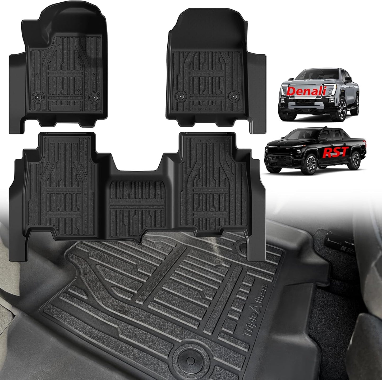 TripleAliners All Weather Floor Mats for 2024 2025 Chevy Silverado