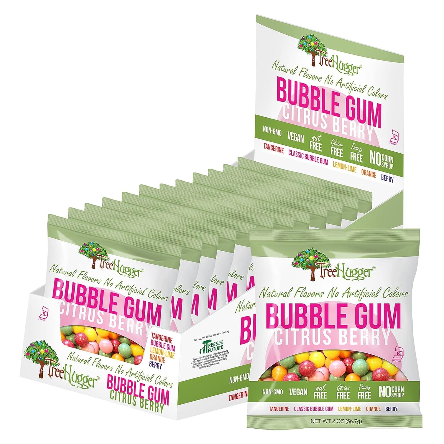 Tree Hugger Bubble Gum Citrus Berry Natural Flavors Pack of 12