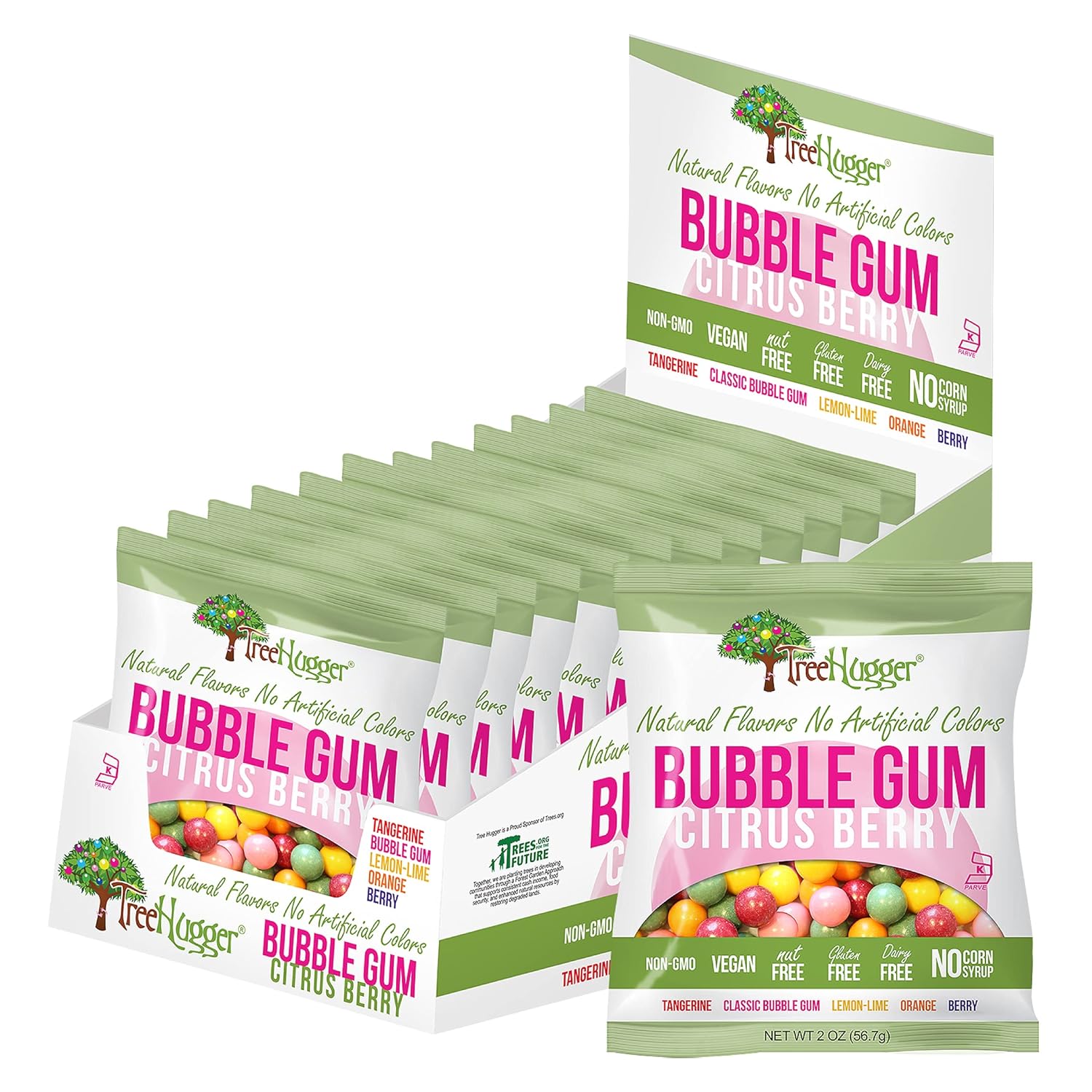Tree Hugger Bubble Gum Citrus Berry Natural Flavors Pack of 12