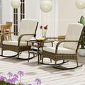 3 Pieces Patio Conversation Set with Rocking Chairs and Coffee Table