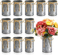Rustic Farmhouse Vases 4.33 in Set of 12 - Twine Bow Centerpieces