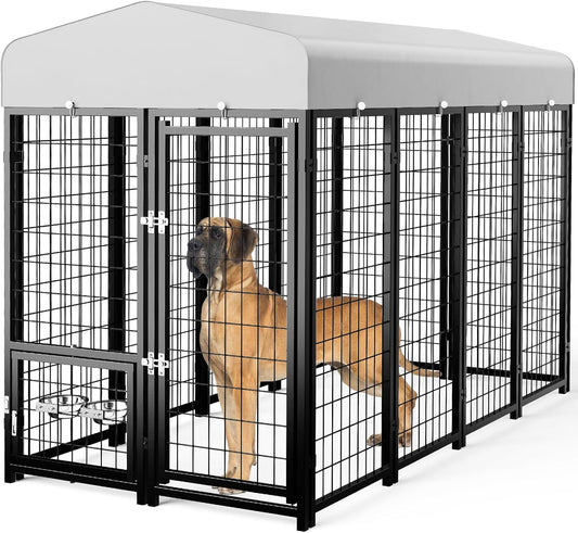 SINO LUBAN Outdoor Dog Kennel with Removable Door & Bowls