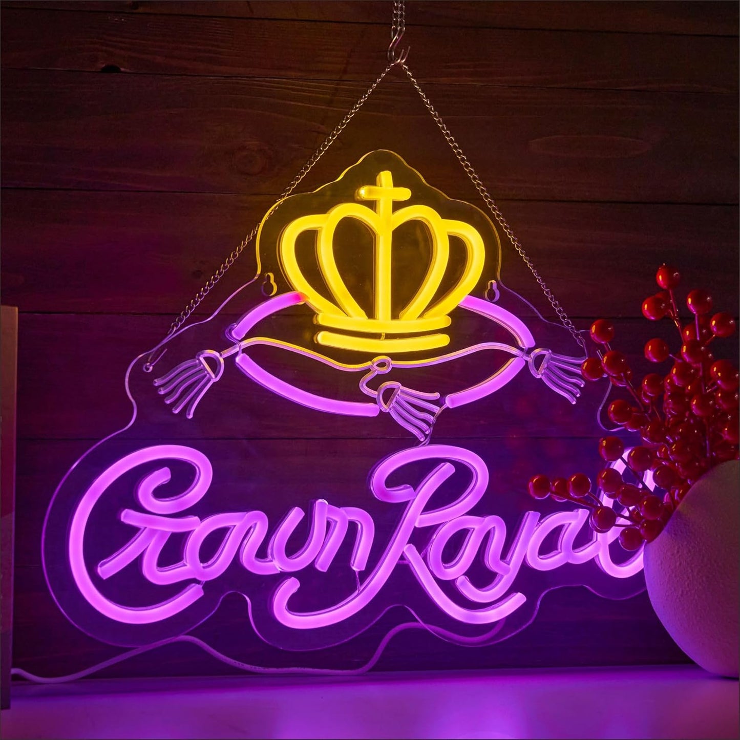 Crown Neon Sign for Bar Wall Decor - Vibrant LED Beer Lights