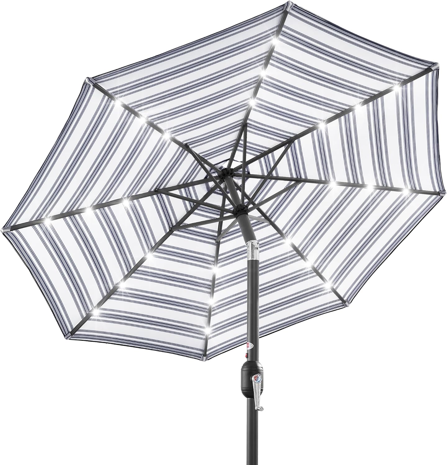 10ft Solar LED Lighted Patio Umbrella with Tilt Adjustment