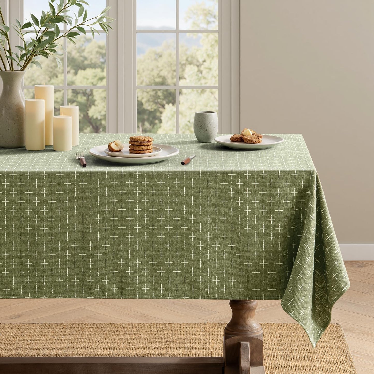 MIULEE Sage Green Linen Table Cloth for Elegant Dining Events