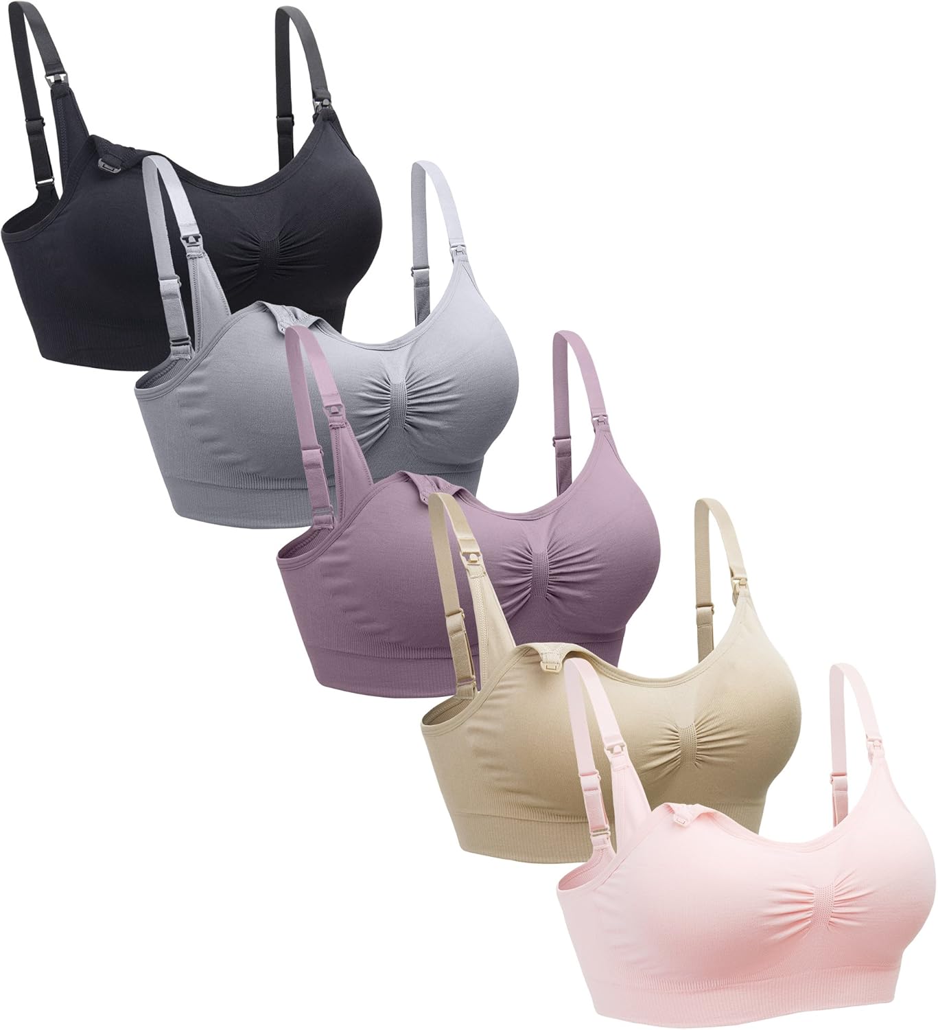 Suekaphin Nursing Bra 5PACK Wireless Maternity Breastfeeding Bra