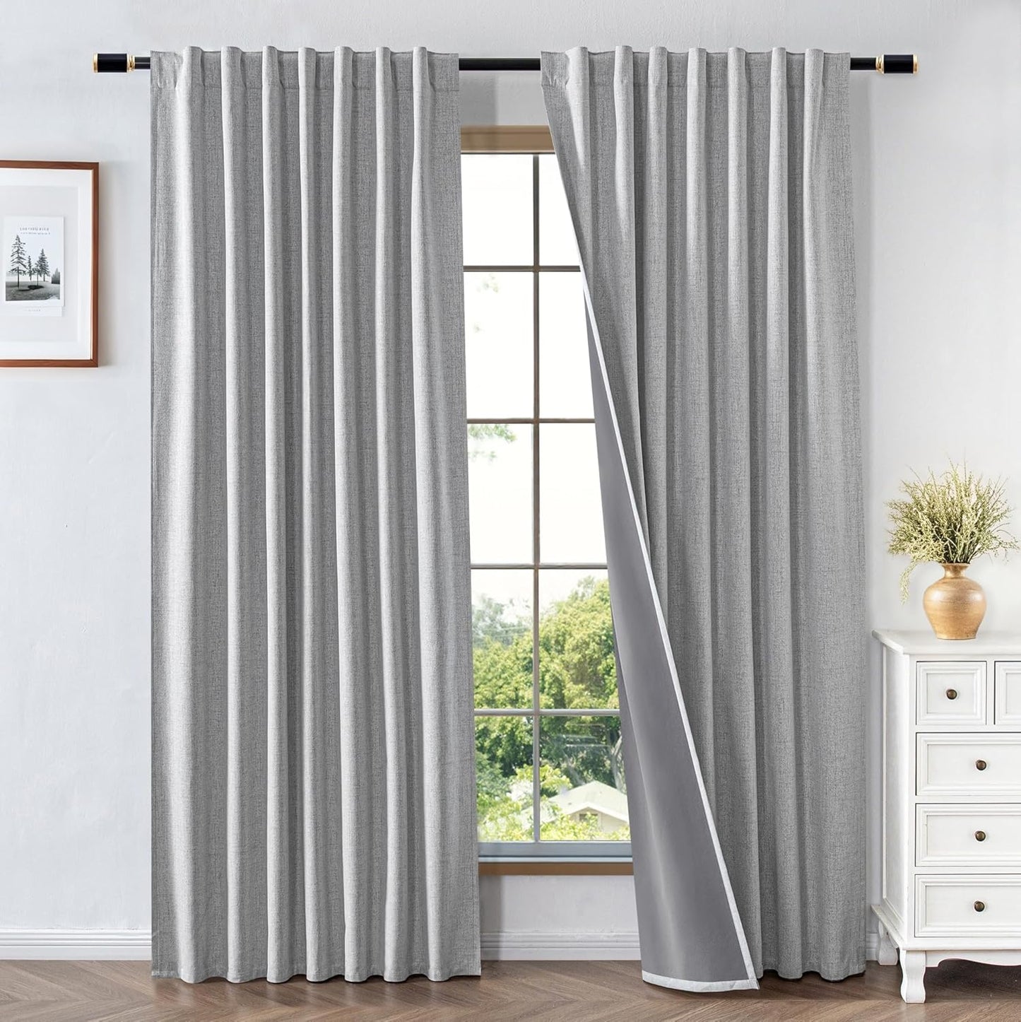 100% Blackout Curtains for Bedroom - Total Light Blocking Set