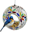 Glass Mosaic Fly-Through Bird Feeder - Rainbow Daisies