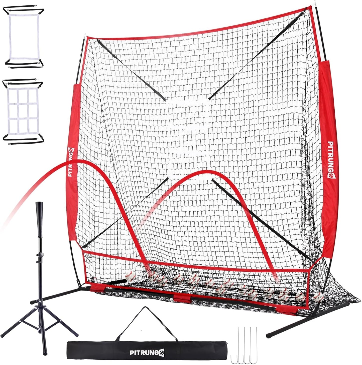 Baseball Softball Tee Batting Tee Set with Pitching Net for Kids