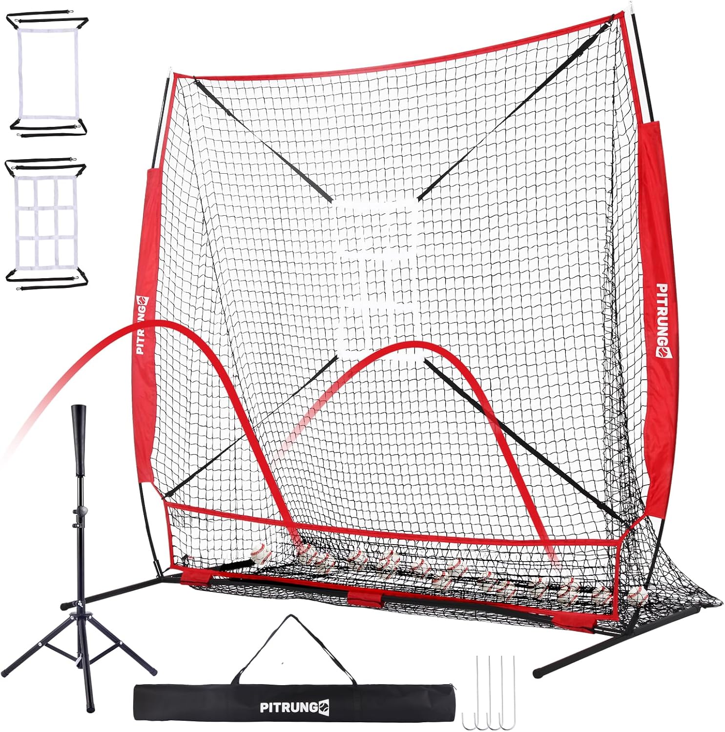 Baseball Softball Tee Batting Tee Set with Pitching Net for Kids