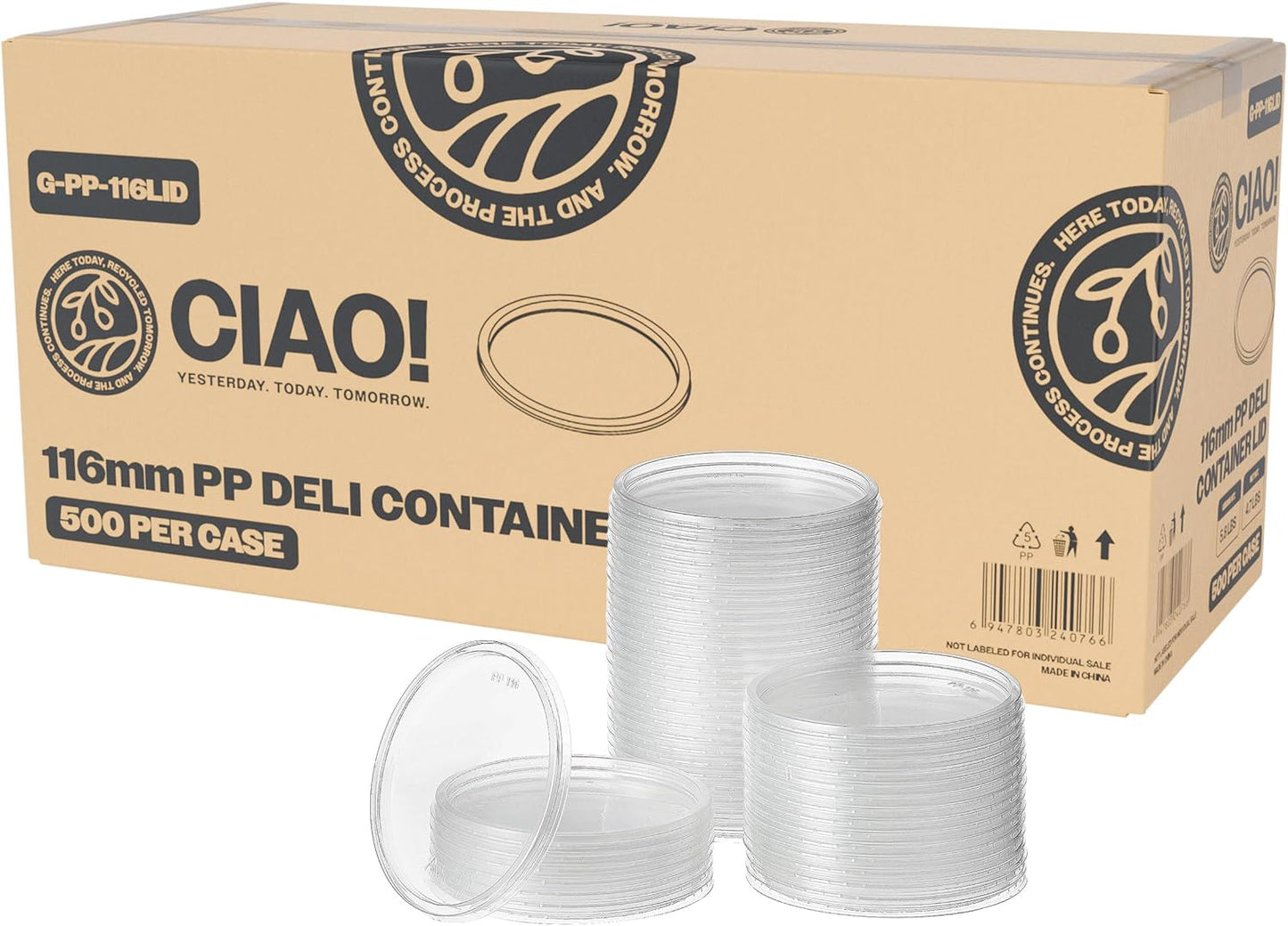 CIAO! 116mm Clear Lids for Deli Containers - Case of 500