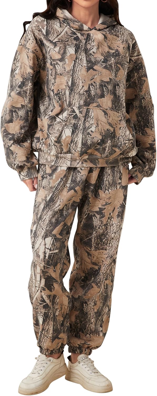 Camo Sweatsuits for Women Set - Cozy Oversized Hoodie & Pants