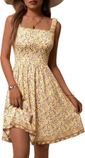 Women's Summer Square Neck Sundress with Pockets - A-Line Midi
