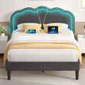 VECELO Queen Bed Frame with Upholstery and LED Lighting Features