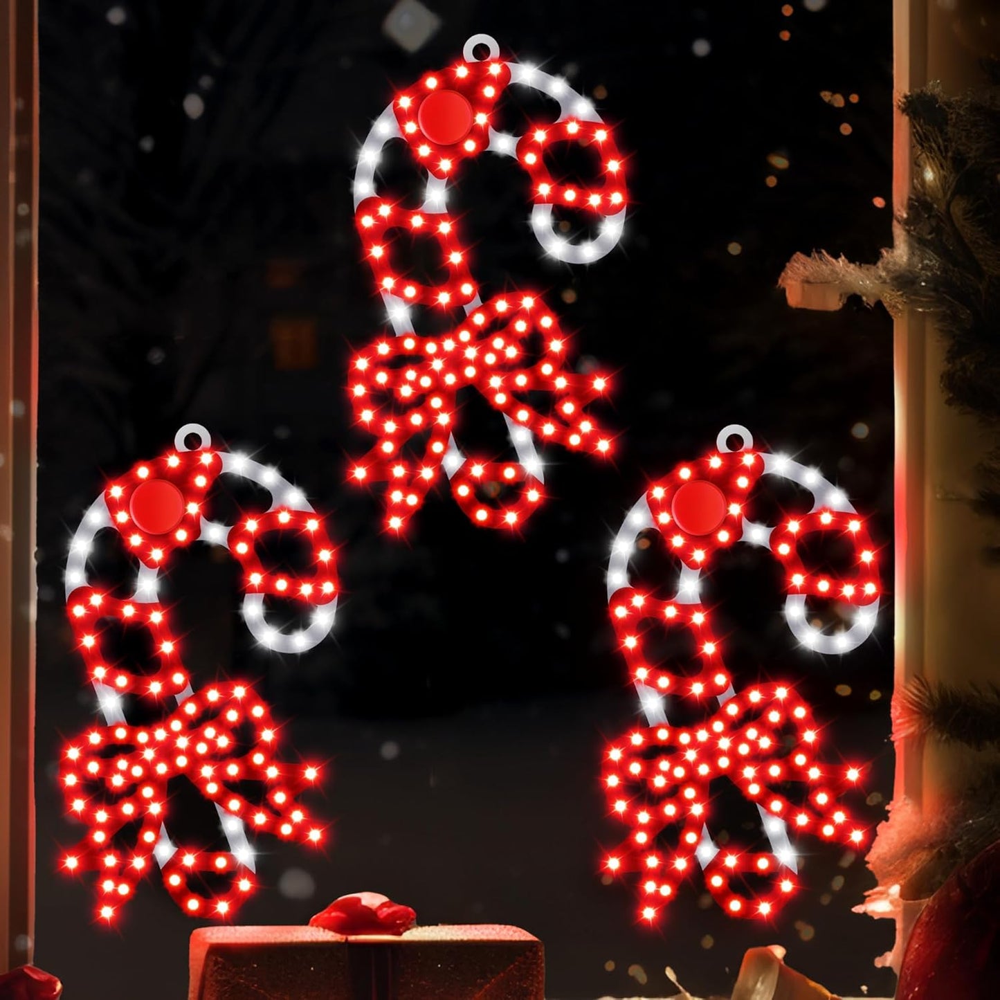 HappyAlley 3 Pack Christmas Window Decorations with Lights