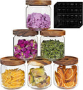 Small Glass Jars with Labels Spice Jar Round Storage Canister - Clear