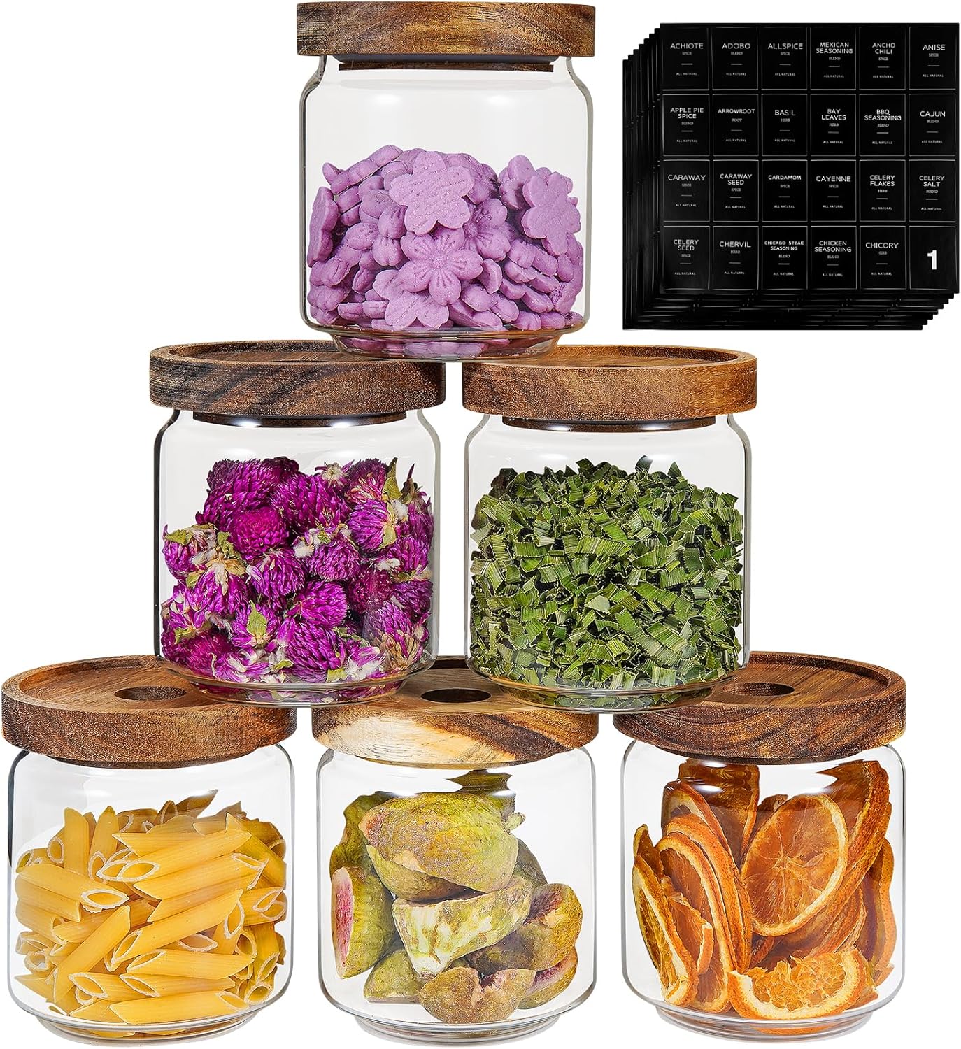 Small Glass Jars with Labels for Spice Storage and Organization