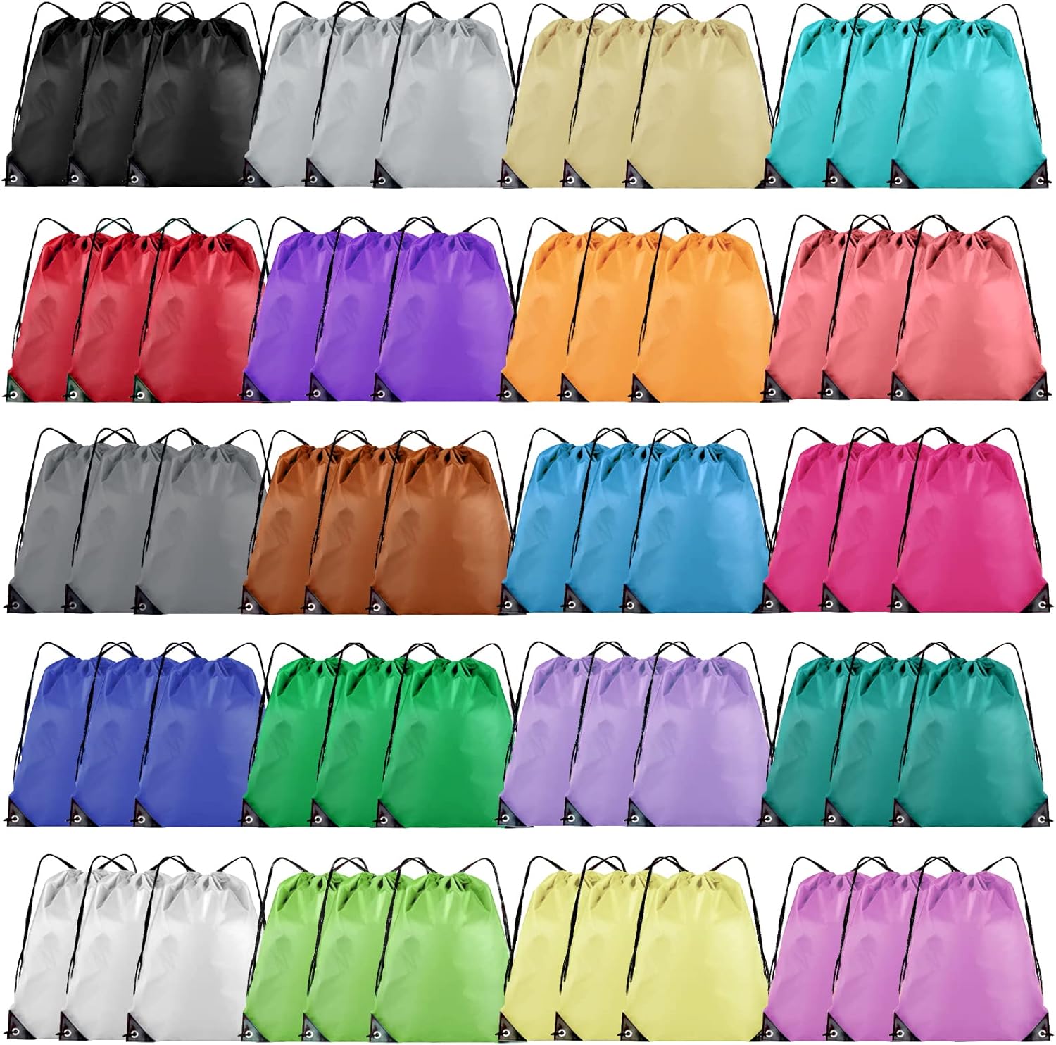 60 Pieces Drawstring Backpack Bulk for Gym Party Trip Fun
