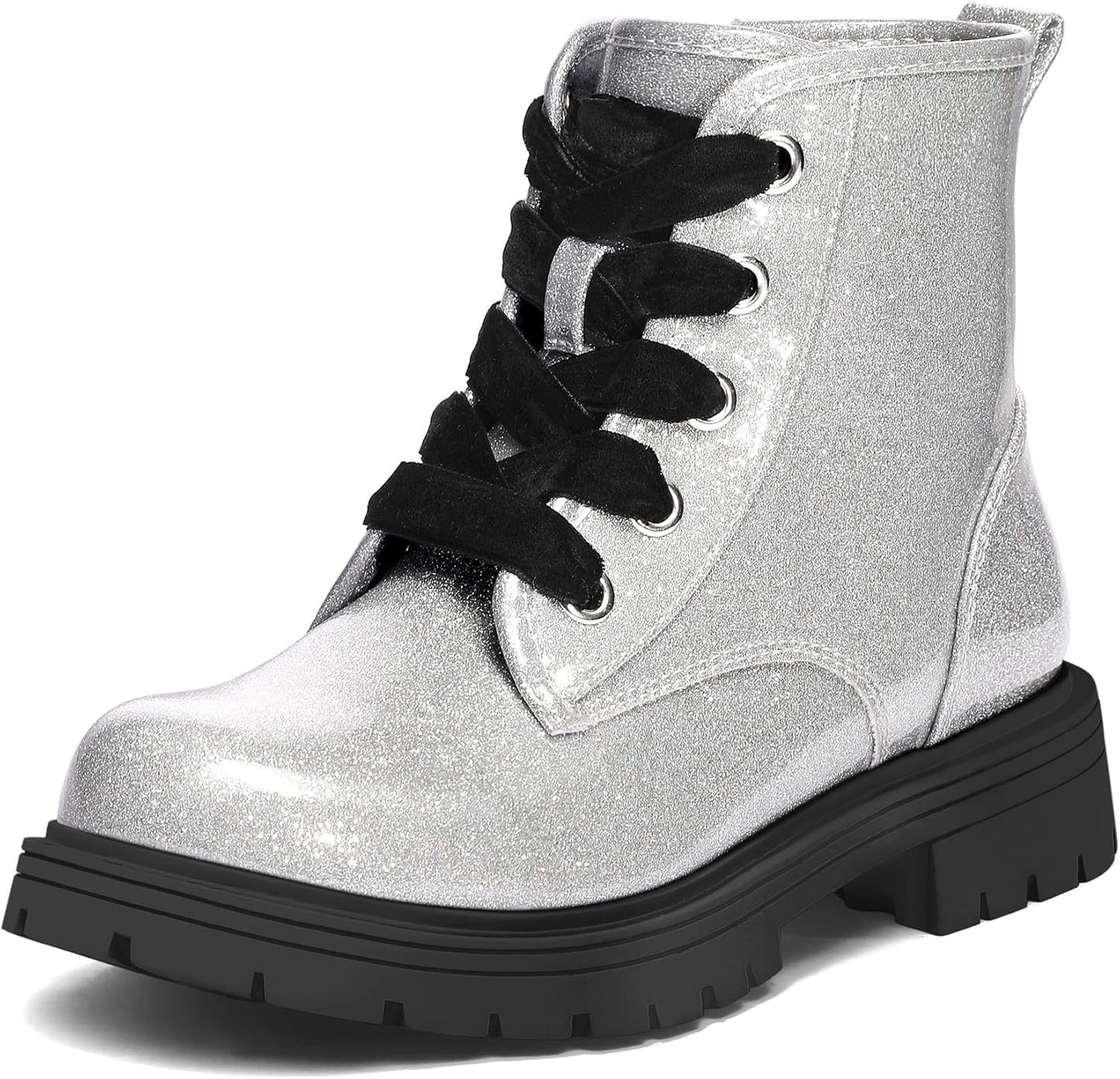 K KomForme Girls Glitter Ankle Boots Waterproof Combat Shoes