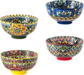 Henten Home Ceramic Dessert Bowls Set of 4 - Colorful Boho 10 oz