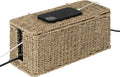 Large Cable Management Box Wicker Cord Organizer - Seagrass 2 Slots