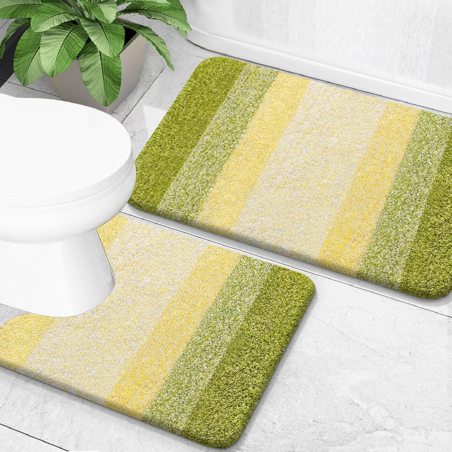 OLANLY Bathroom Rug Set - Soft Absorbent Microfiber Mats