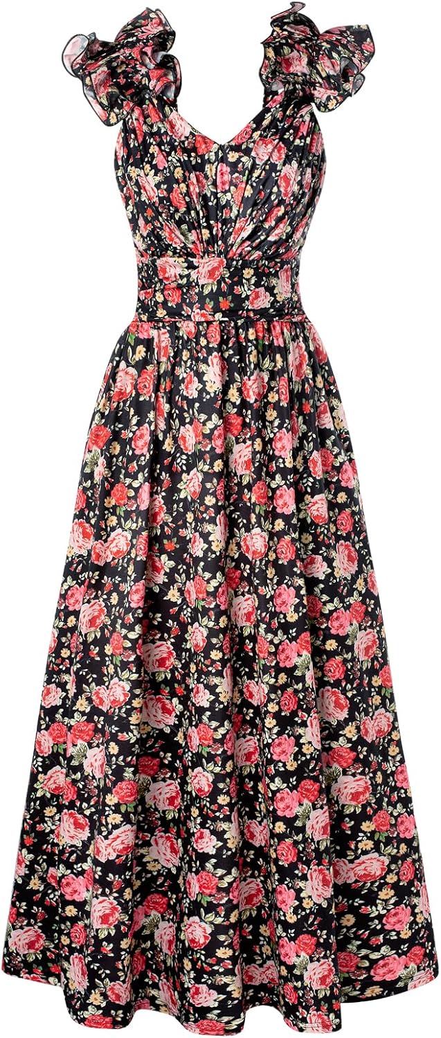 2025 Women's Summer Floral Print Dress for Wedding Guests