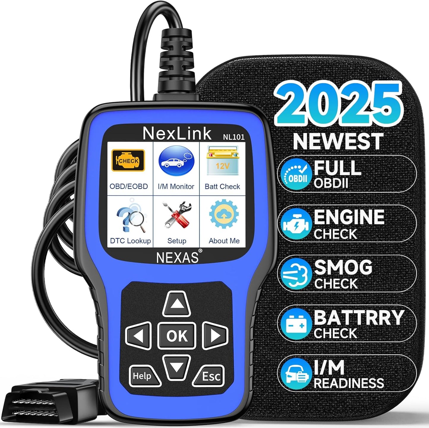 NEXAS NL101 OBD2 Scanner with Battery Tester for All Vehicles
