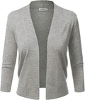 JJ Perfection Women's 3/4 Sleeve Open Front Cropped Cardigan