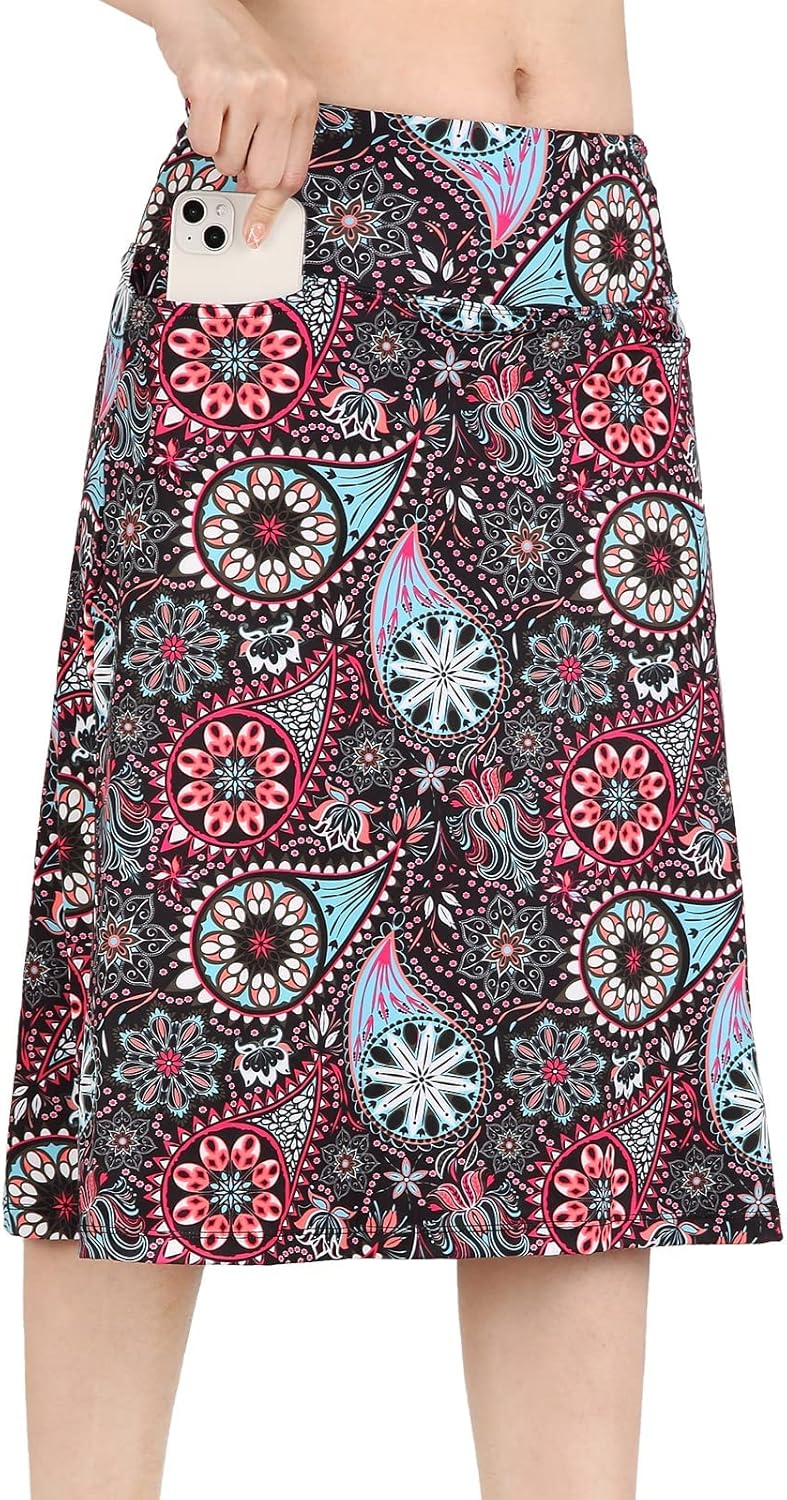 Womens Skorts Modest Knee Length Athletic Midi Running Skirt