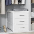 BOLUO Closet Drawers White Fabric 3 Drawer Small Dresser - Compact