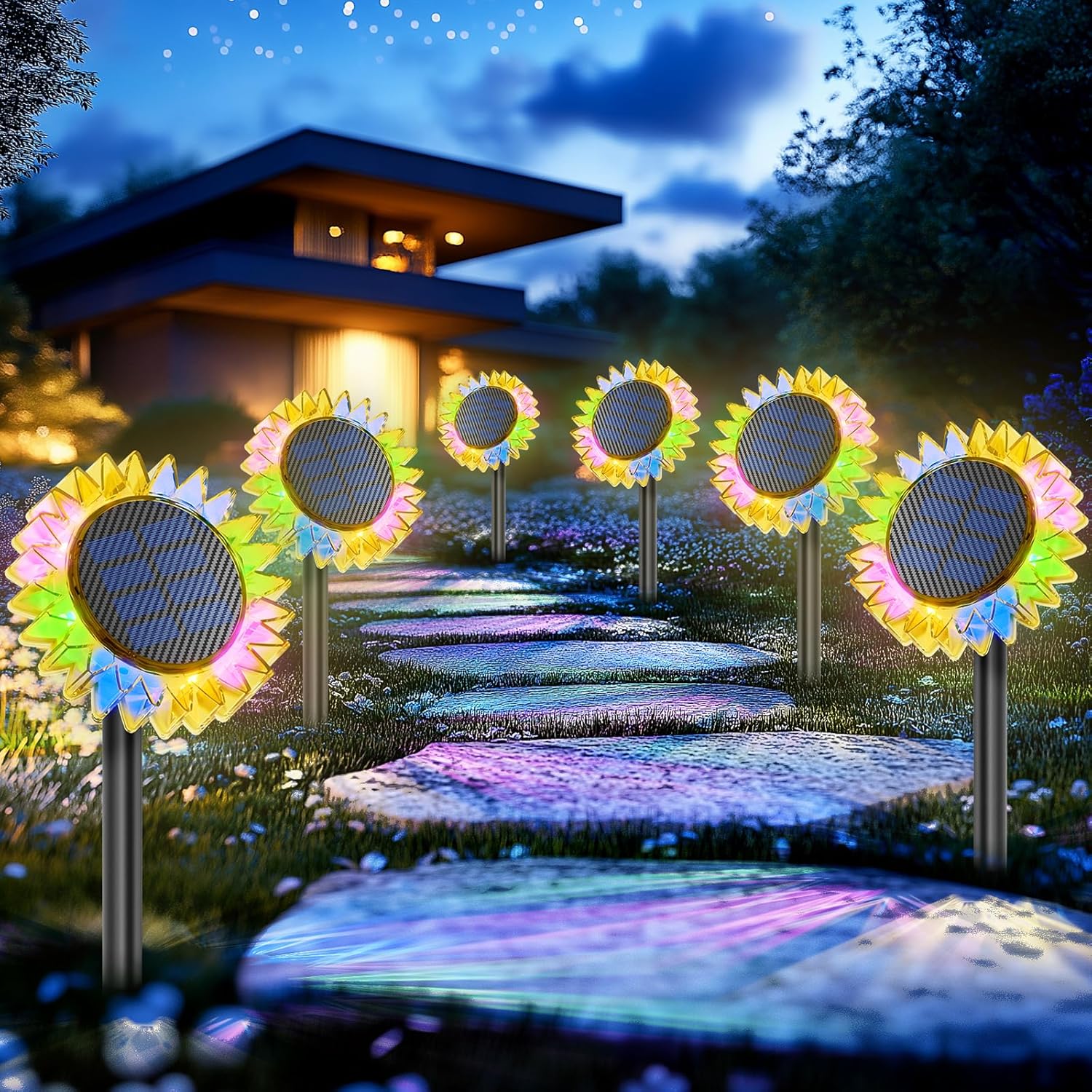 Solar Garden Lights - Upgraded Sunflower Light for Outdoor Use