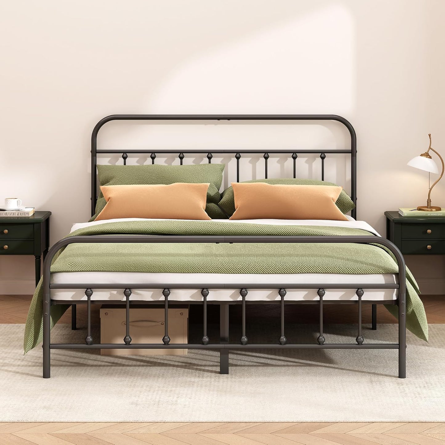 Metal Bed Frame - Heavy Duty Steel Slat Supported King Frame