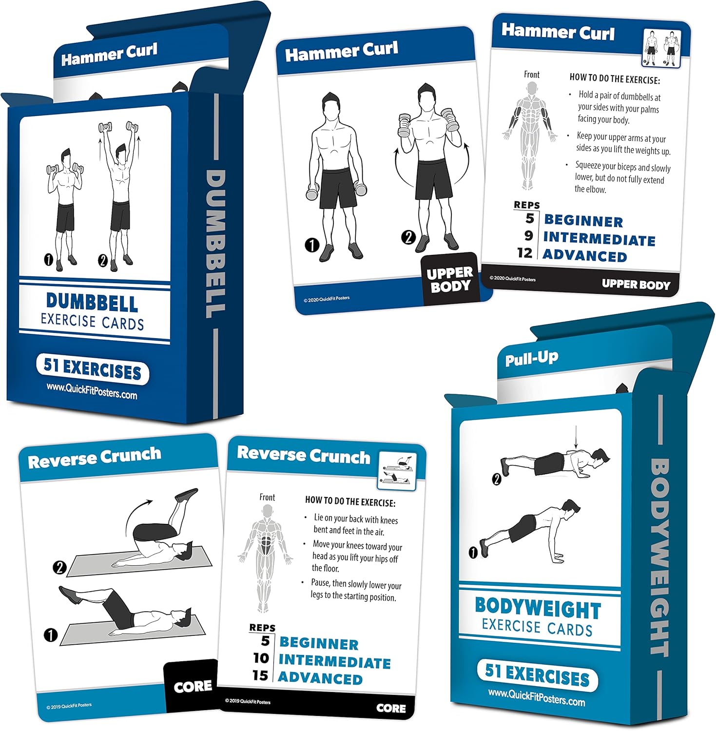 100+ Exercise Cards for Bodyweight & Dumbbell Workouts