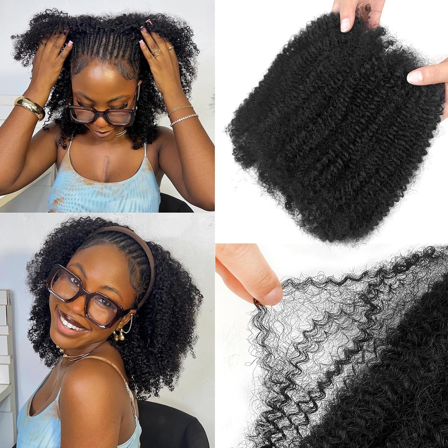 16 Inch Afro Kinky Bulk Human Hair for Mini Twist Styles