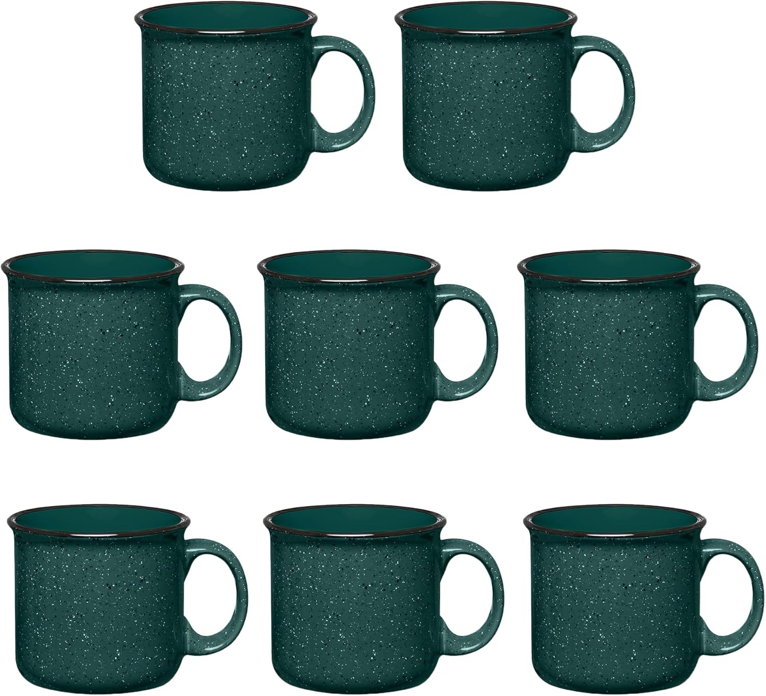 Set of 8 Ceramic Campfire Mugs 15 Oz for Coffee & Tea Lovers