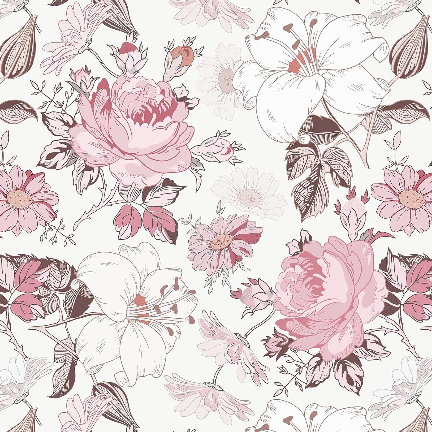 Floral Peel and Stick Wallpaper for Modern Home Decor