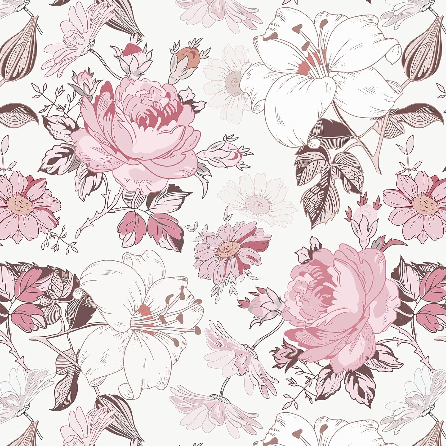 Floral Peel and Stick Wallpaper for Modern Home Decor